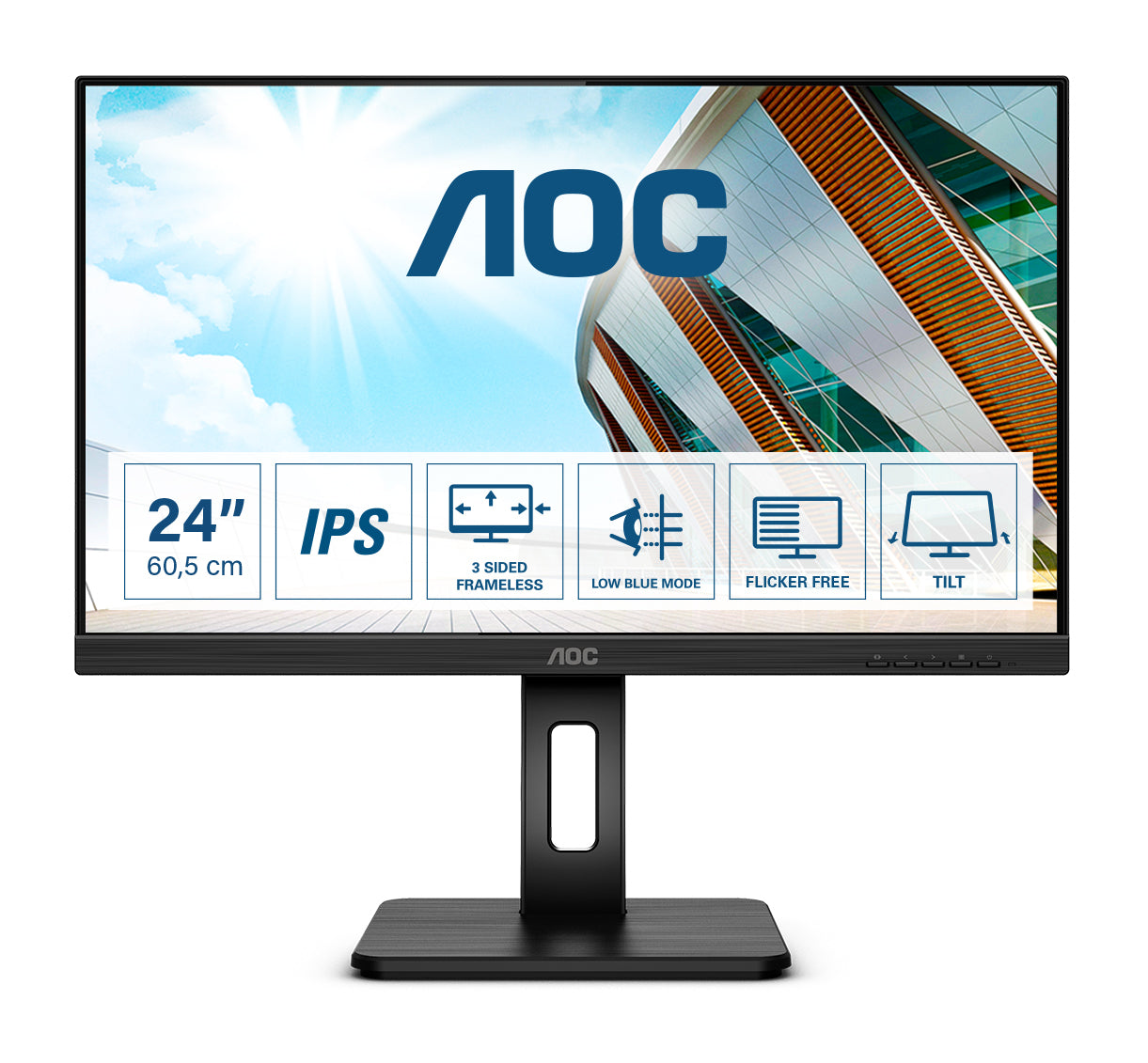 AOC P2 Series - 24 inch - Quad HD IPS LED Monitor - 2560x1440 - Pivot - HAS