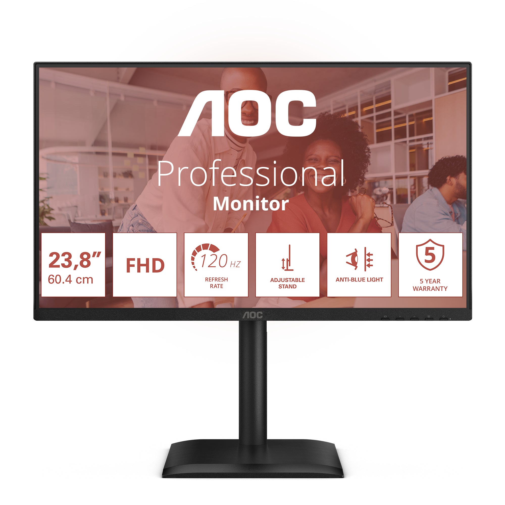 AOC E4 Series - 24 inch - Full HD IPS LED Monitor - 1920x1080 - 120hz - Pivot/HAS