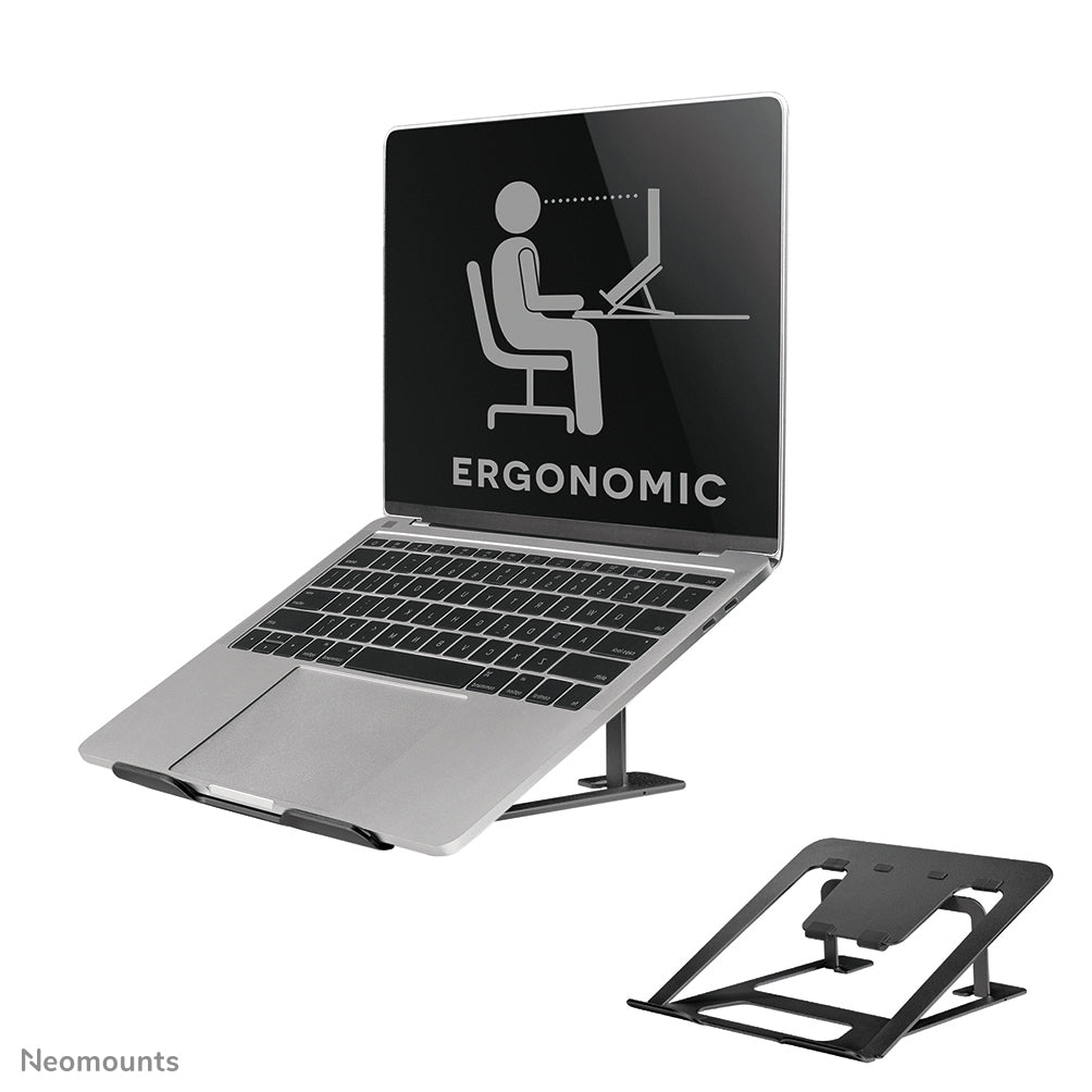 NEOMOUNTS Laptop Stand - 10-17inch - Max 5 kg - 6 Height Positions - Foldable - Compact - Ultra-Slim - Universal - Black
