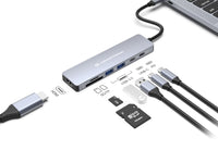 CONCEPTRONIC 7-in-1 USB 3.2 Gen 1 Docking Station - 4K60Hz HDMI - USB-A 5Gbps x 2 - USB-C 5Gbps - SD - TF/MicroSD - 100W USB PD