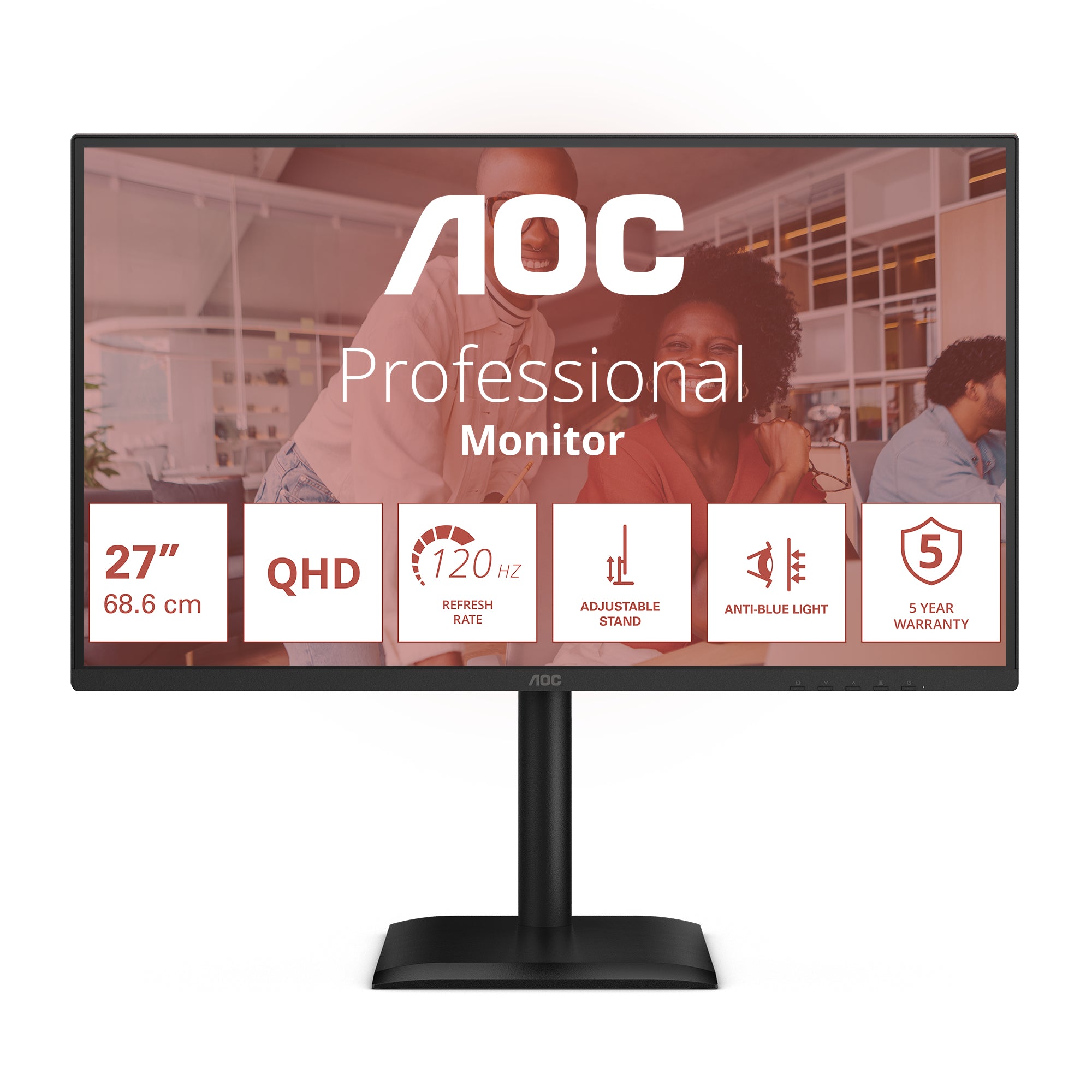 AOC E4 Series - 27 inch - Quad HD IPS LED Monitor - 2560x1440 - 120Hz - Pivot - HAS