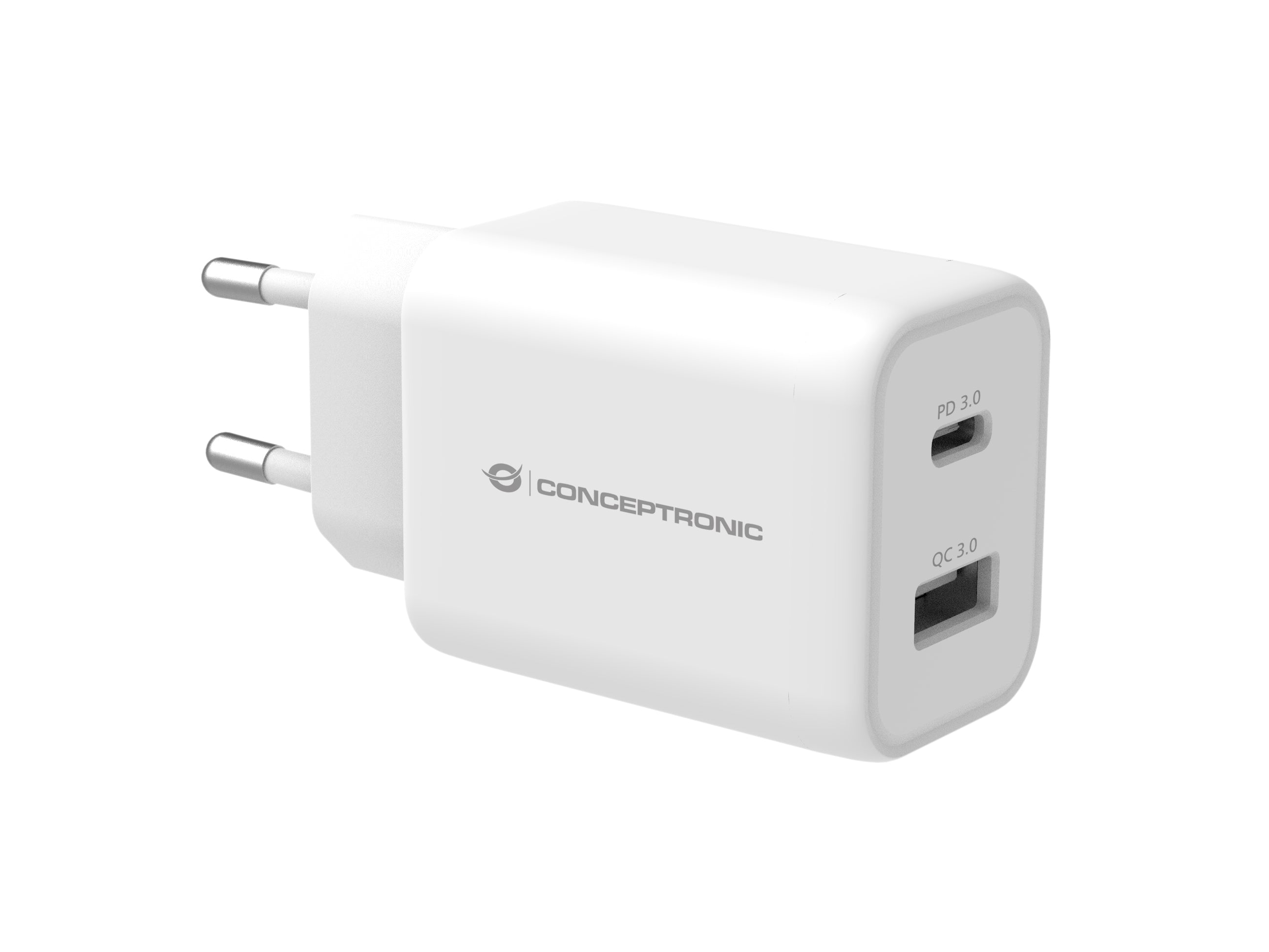 CONCEPTRONIC 2-Port 33W PPS USB PD Charger - USB-A x 1 - USB-C x 1 - QC 3.0