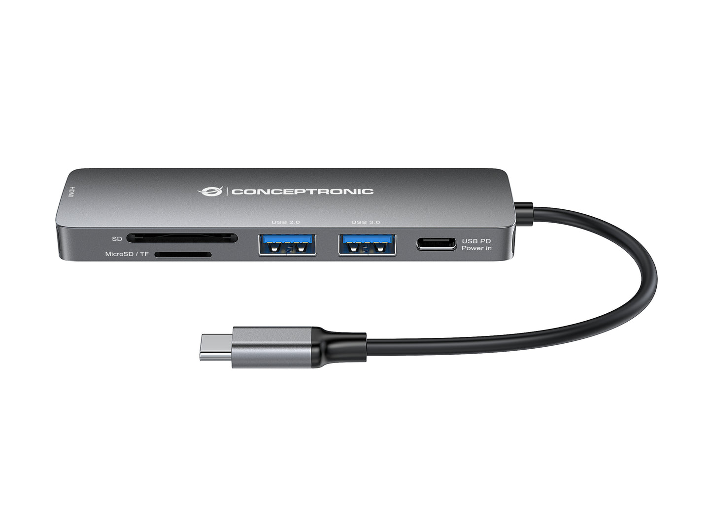 CONCEPTRONIC 6-in-1 USB 3.2 Gen 1 Docking Station - HDMI - 100W USB PD - USB 3.0 - USB 2.0 - SD - TF/MicroSD