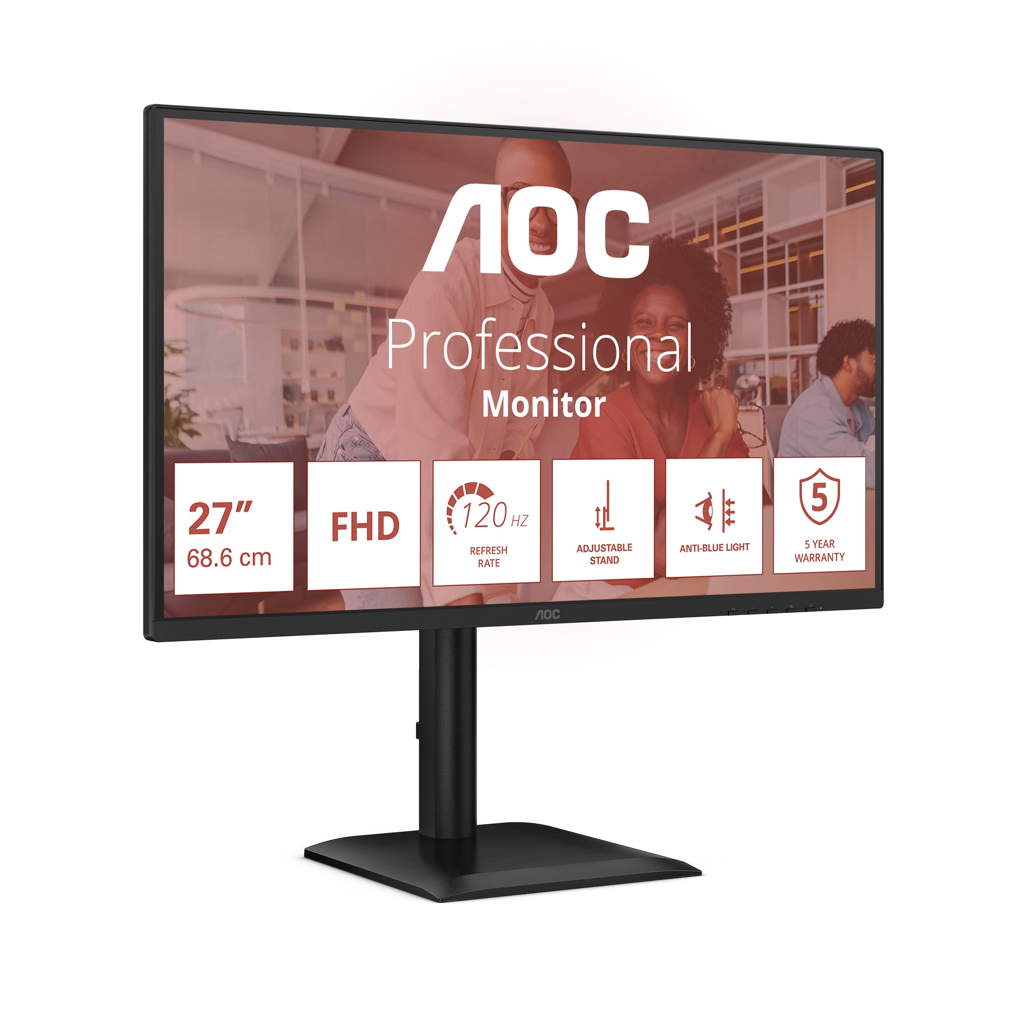 AOC E4 Series - 27 inch - Full HD LED Monitor - 1920x1080 - Pivot - HAS