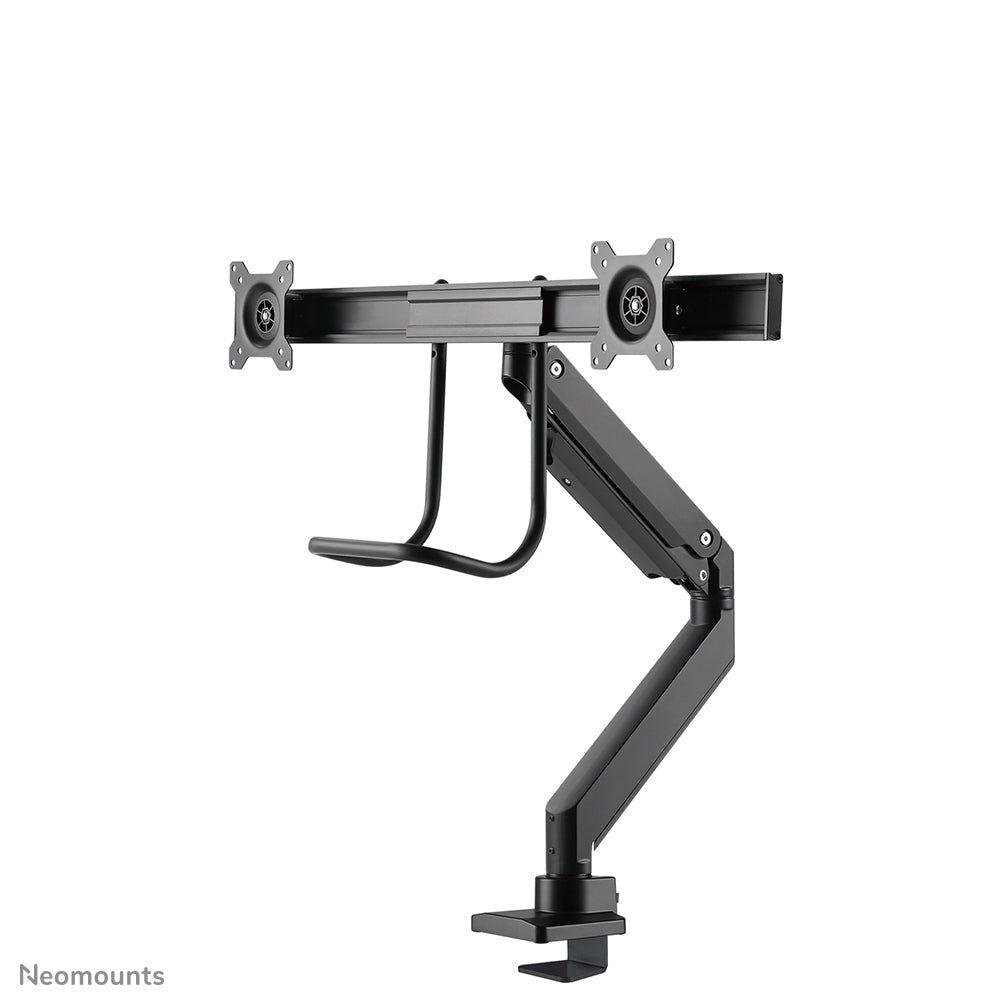 NEOMOUNTS Dual Crossbar Monitor Arm - 10-32inch - 1-8 kg/screen - Gas Spring - 180 Degrees - Stop Mechanism - Topfix - Black