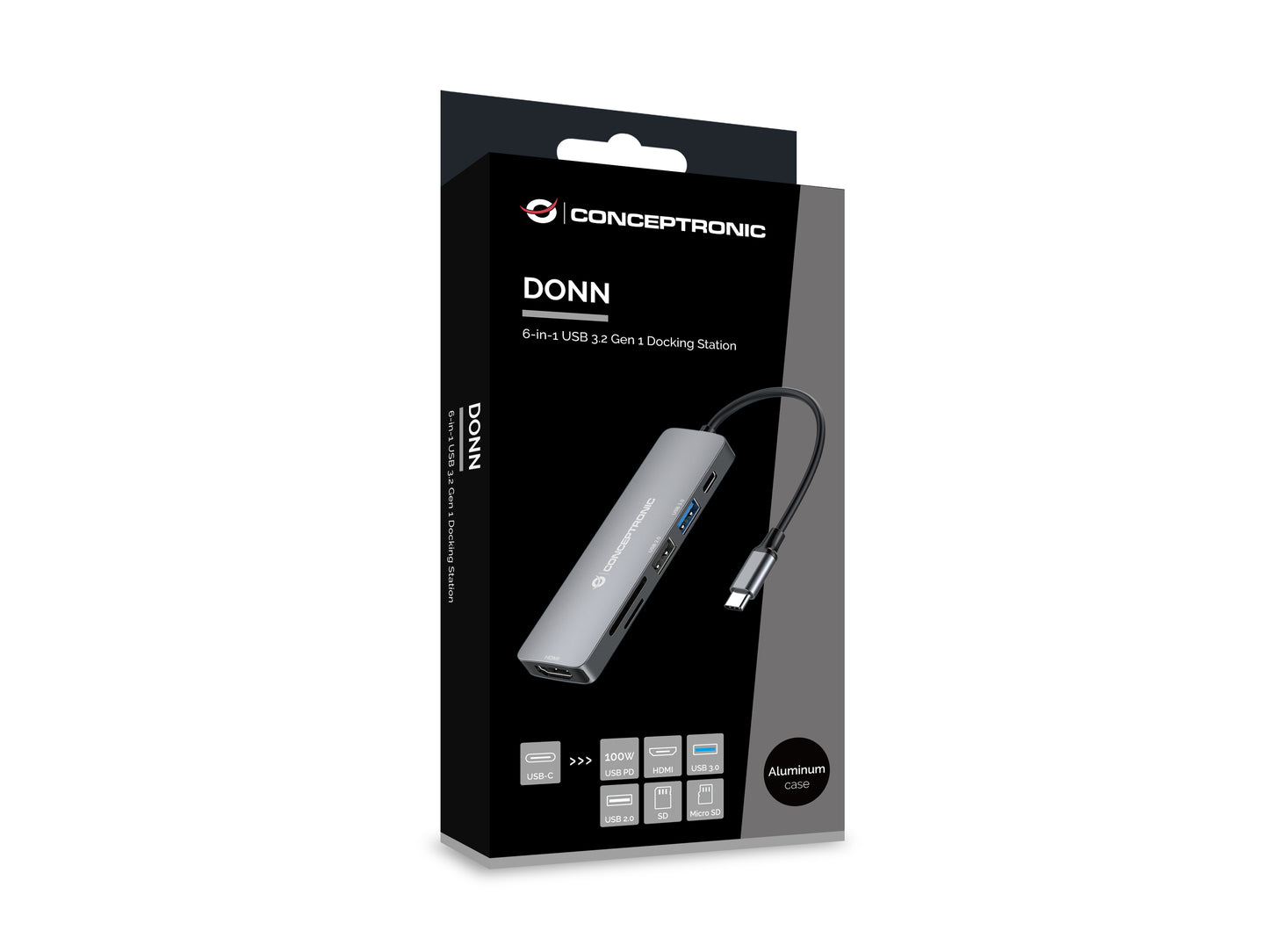 CONCEPTRONIC 6-in-1 USB 3.2 Gen 1 Docking Station - HDMI - 100W USB PD - USB 3.0 - USB 2.0 - SD - TF/MicroSD