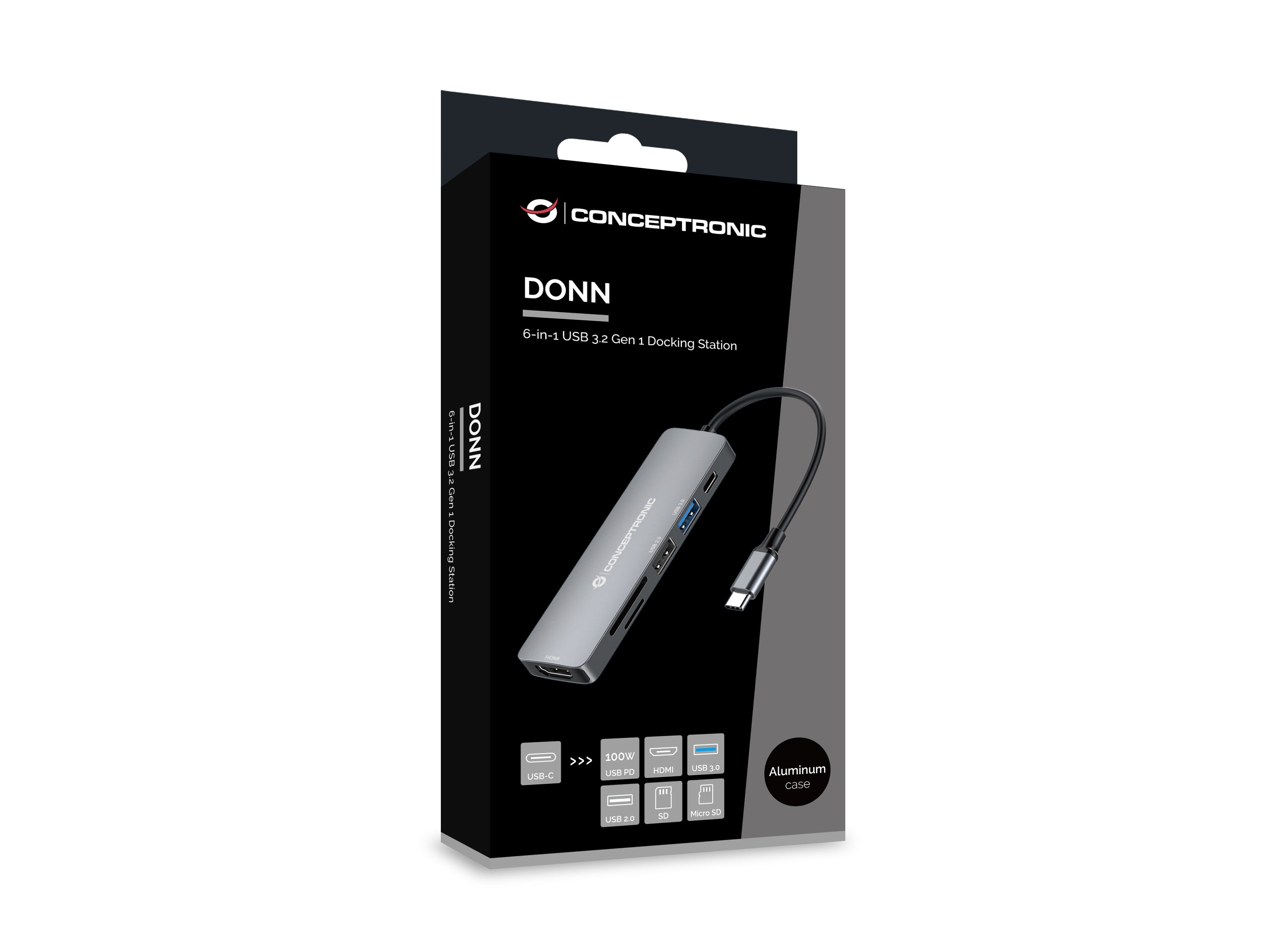 CONCEPTRONIC 6-in-1 USB 3.2 Gen 1 Docking Station - HDMI - 100W USB PD - USB 3.0 - USB 2.0 - SD - TF/MicroSD