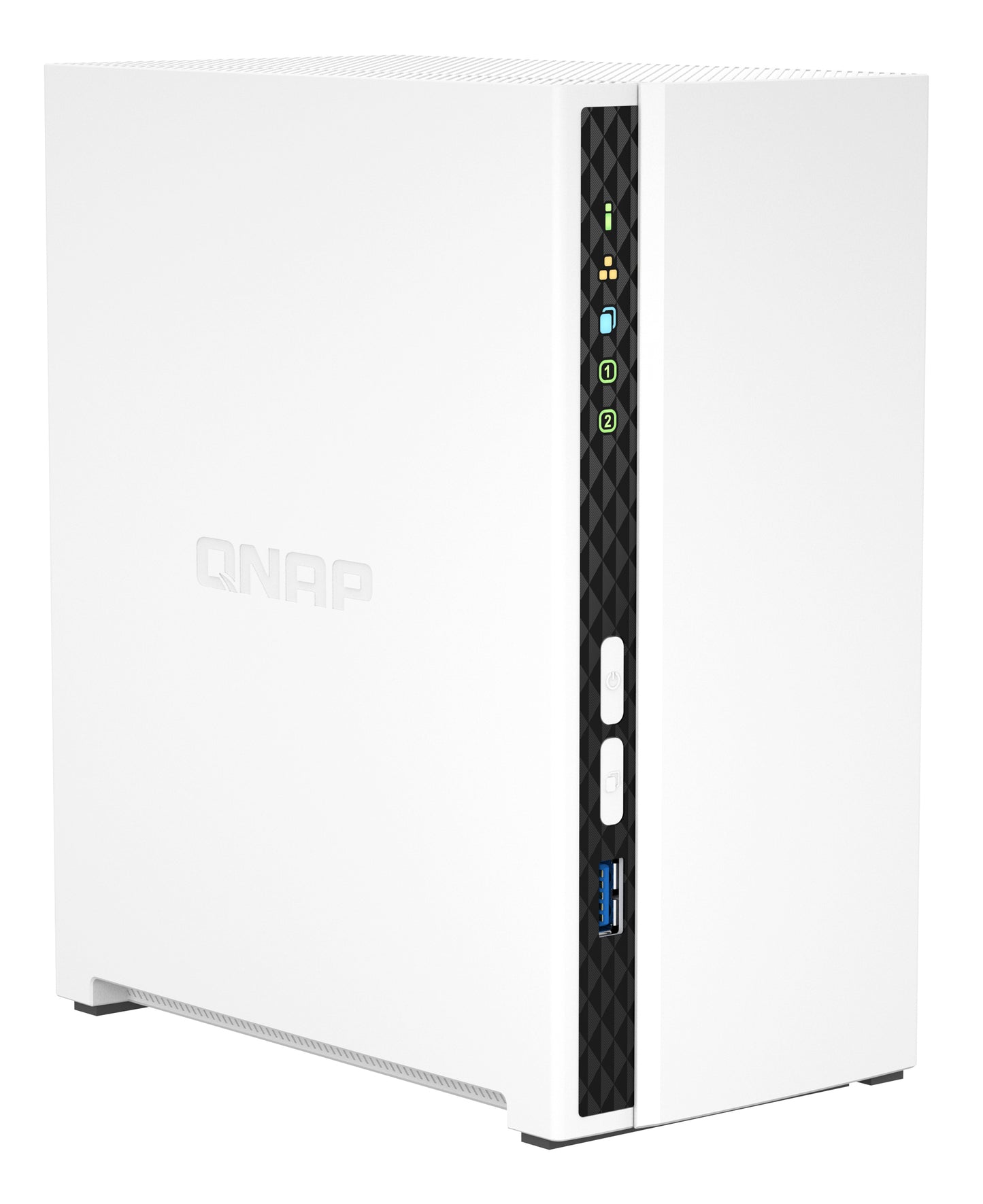 QNAP ARM 4-core Cortex-A55 NAS Mini Tower - 2x 3.5 Inch Bays - 2GB RAM - 4GB Flash - White