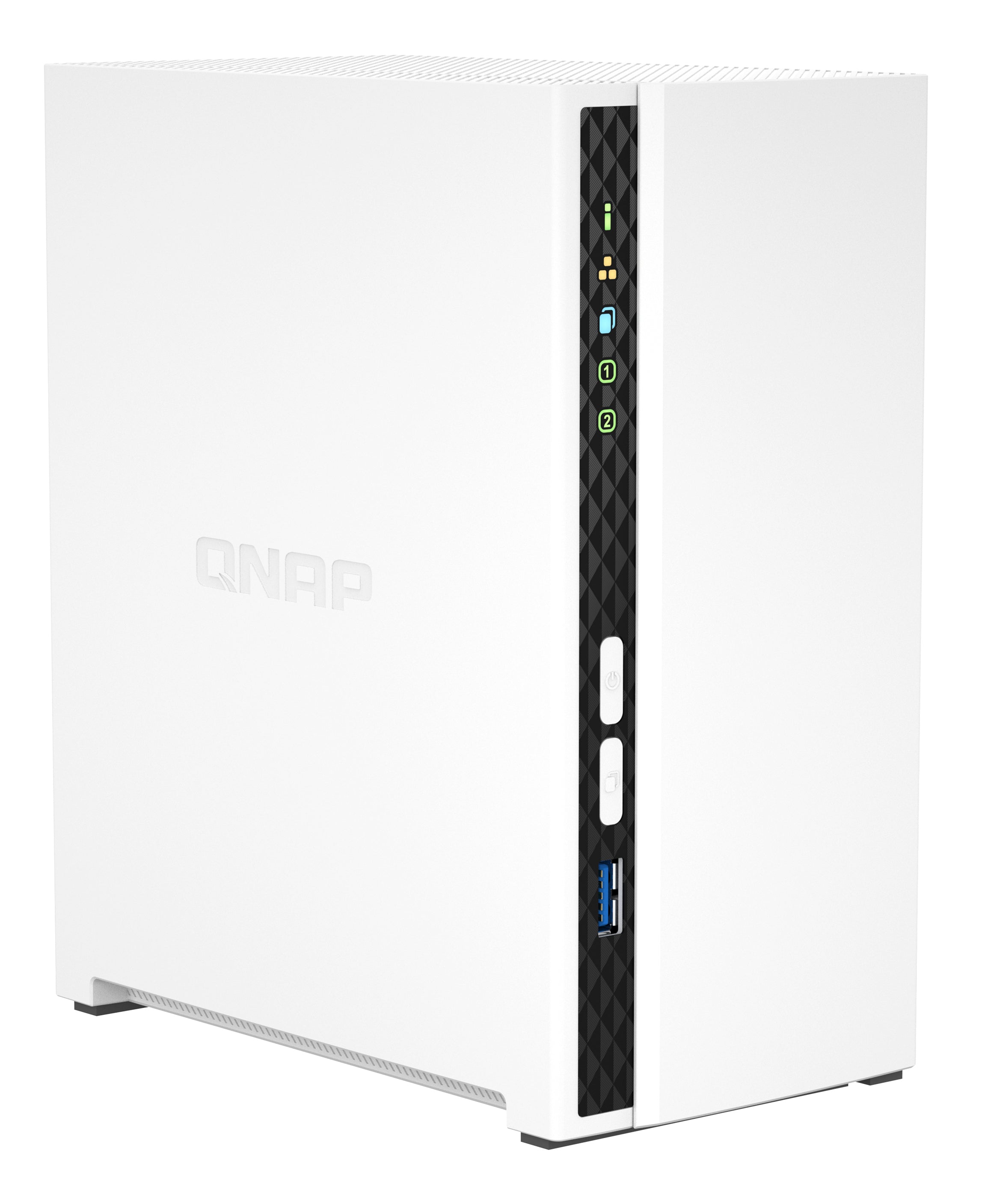 QNAP ARM 4-core Cortex-A55 NAS Mini Tower - 2x 3.5 Inch Bays - 2GB RAM - 4GB Flash - White