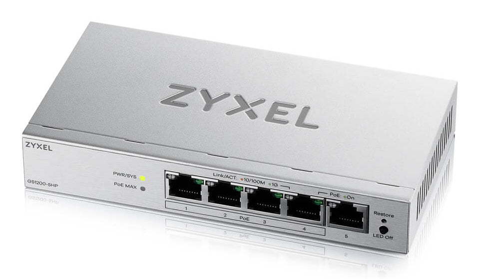 ZYXEL GS1200-5HPV3 Managed L2 Gigabit Ethernet (10/100/1000) Power over Ethernet (PoE) Desktop Grey