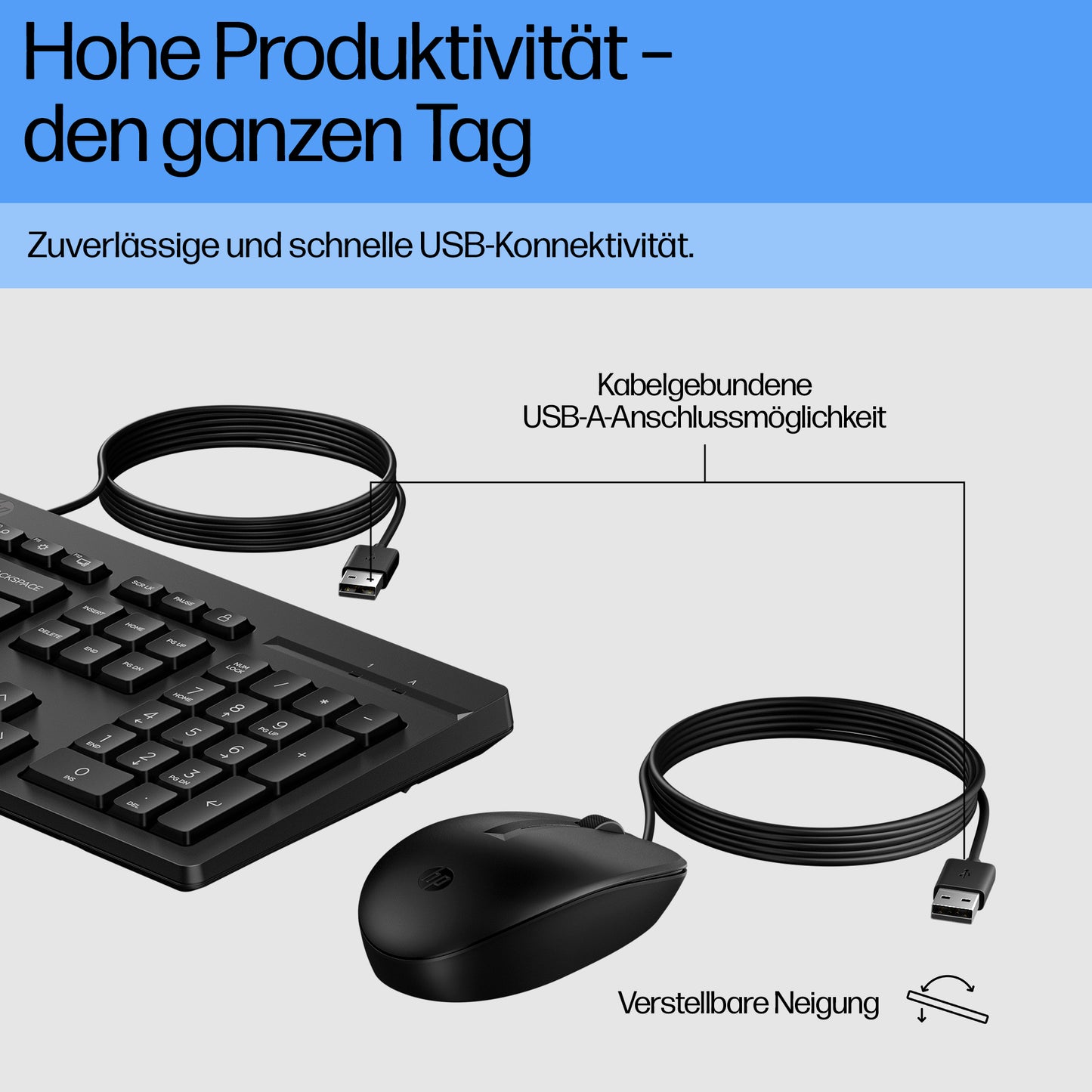 HP INC. 225 Wired Mouse and Keyboard Combo (AX2Y7AA) - QWERTY