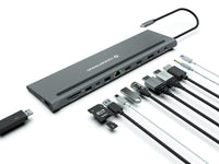 CONCEPTRONIC 12-in-1 USB 3.2 Gen 1 Docking Station - MST - Triple 4K Display - 100W USB PD - HDMI x 2 - DisplayPort - GbE LAN - USB-A 3.0 x 2