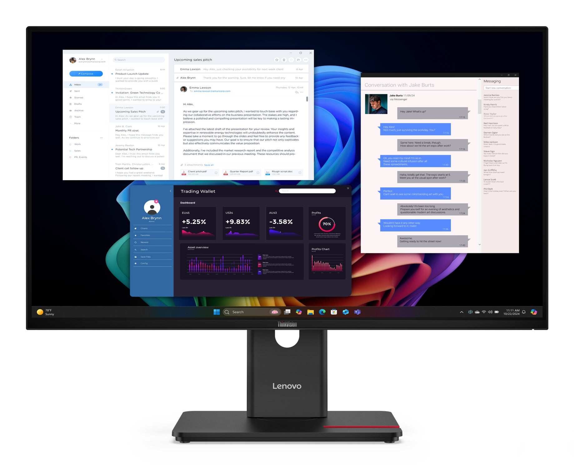 LENOVO ThinkVision T27UD-40 - 27 inch - 4K Ultra HD IPS LED Monitor - 3840x2160 - Pivot / HAS / RJ45 / USB-C