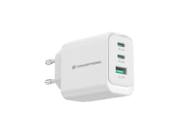CONCEPTRONIC 3-Port 65W GaN USB PD Charger - USB-C x 2 - USB-A x 1 - QC 3.0 - PPS - PD 3.0