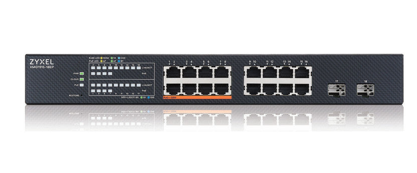 ZYXEL 16-port 2.5GbE - 2 SFP+ - 8 x PoE++ 180W Smart Switch - hybrid mode - standalone or NebulaFlex Cloud