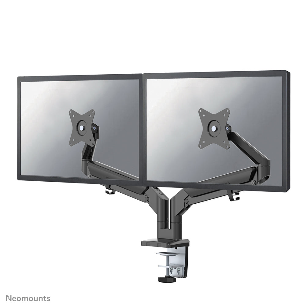 NEOMOUNTS Dual Monitor Arm - 17-32inch - 1-9 kg/screen - Gas Spring - 180 Degrees -Stop Mechanism - Space Saving T-Rex Model - Black