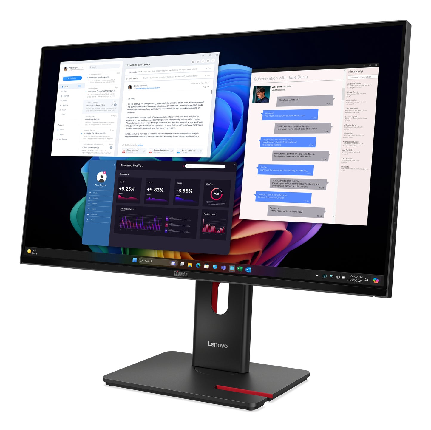 LENOVO ThinkVision T27UD-40 - 27 inch - 4K Ultra HD IPS LED Monitor - 3840x2160 - Pivot / HAS / RJ45 / USB-C