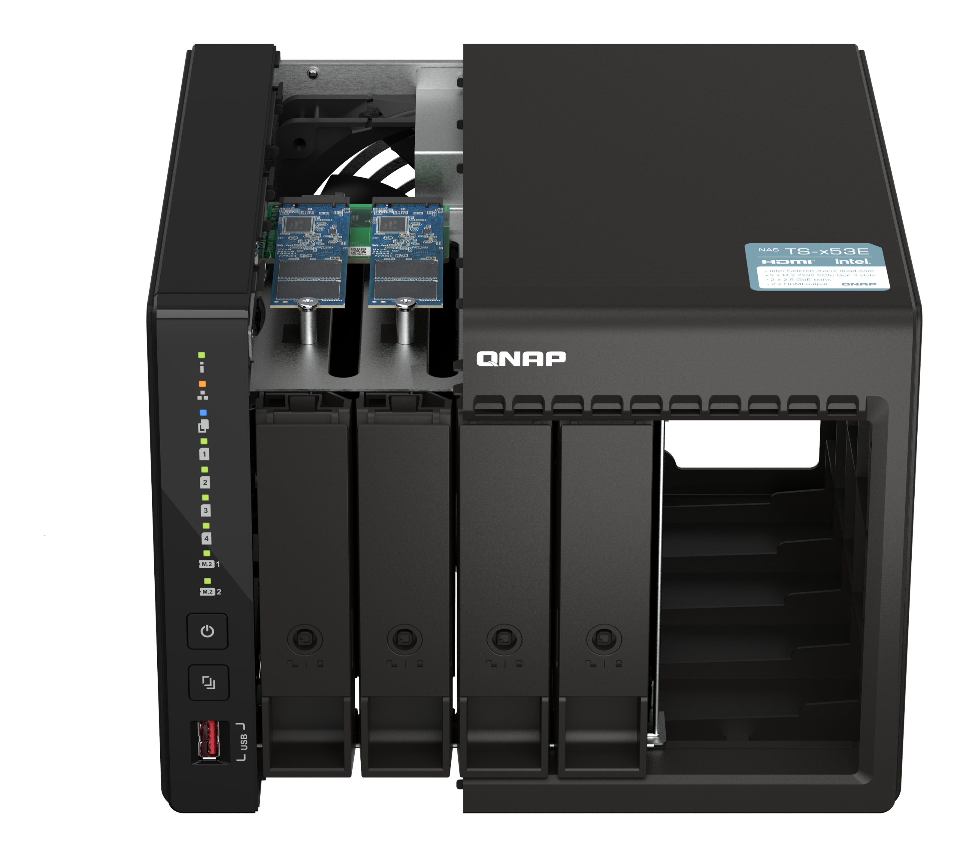 QNAP Intel Celeron J6412 NAS Tower - 4x 3.5 inch Bay - 8 GB RAM - 4GB Flash - Black