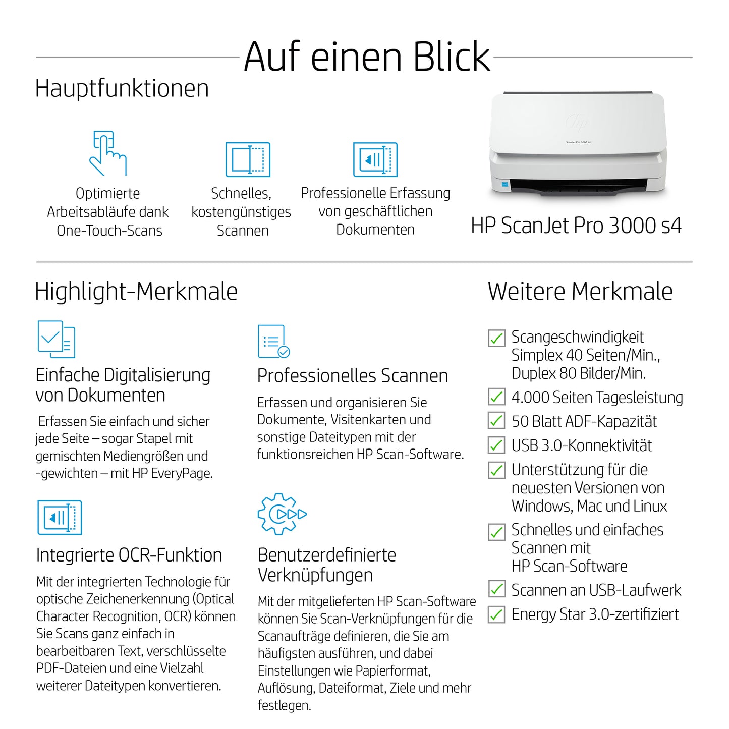 HP INC. ScanJet Pro 3000 s4 Sheet-feed Scanner