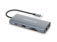 CONCEPTRONIC 10-in-1 USB 3.2 Gen 1 Docking Station - HDMI - 100W USB PD - USB-C 5Gbps x 2 - USB-A 5Gbps x 3 - SD - TF/MicroSD - GbE